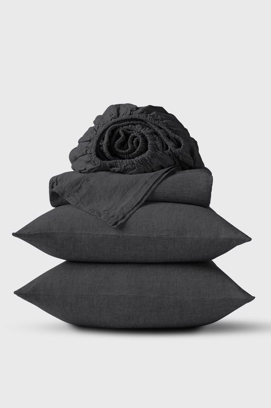 Linen sheets set in Charcoal