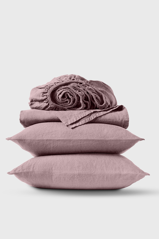 Linen sheets set in Dusty Rose