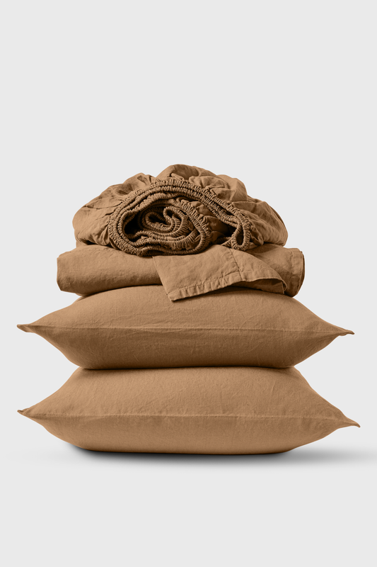 Linen sheets set in Mustard