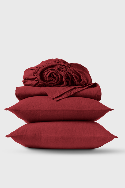 Linen sheets set in Terracotta