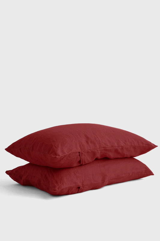 Linen pillowcase in Terracotta