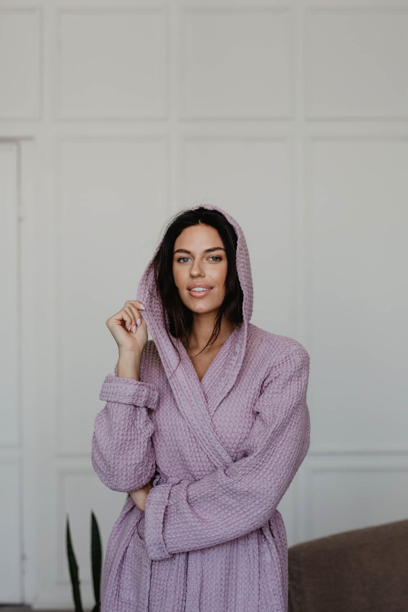 Waffle linen bathrobe Snuggle - Linanden
