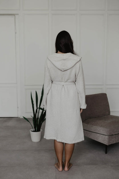 Waffle linen bathrobe Snuggle - Linanden