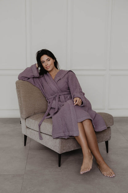 Waffle linen bathrobe Snuggle - Linanden